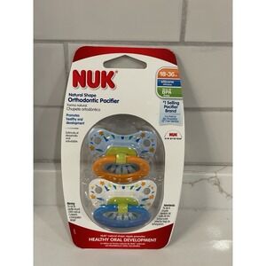 NUK Orthodontic Pacifier Natural Shape 18-36 Months Silicone BPA Free 2 Pack New